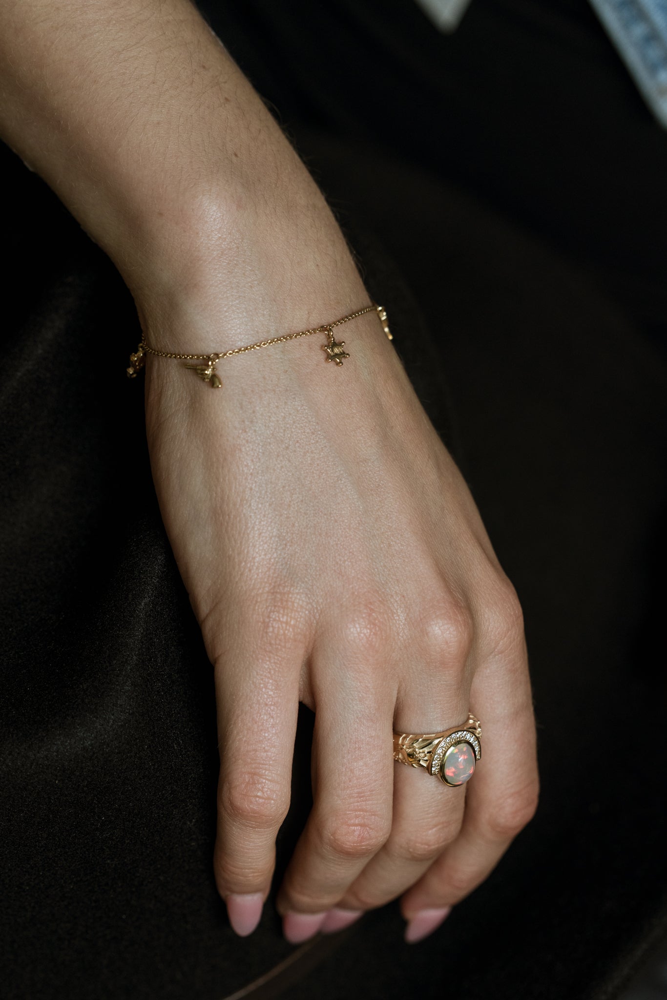 cowgirl charm bracelet with gold cactus