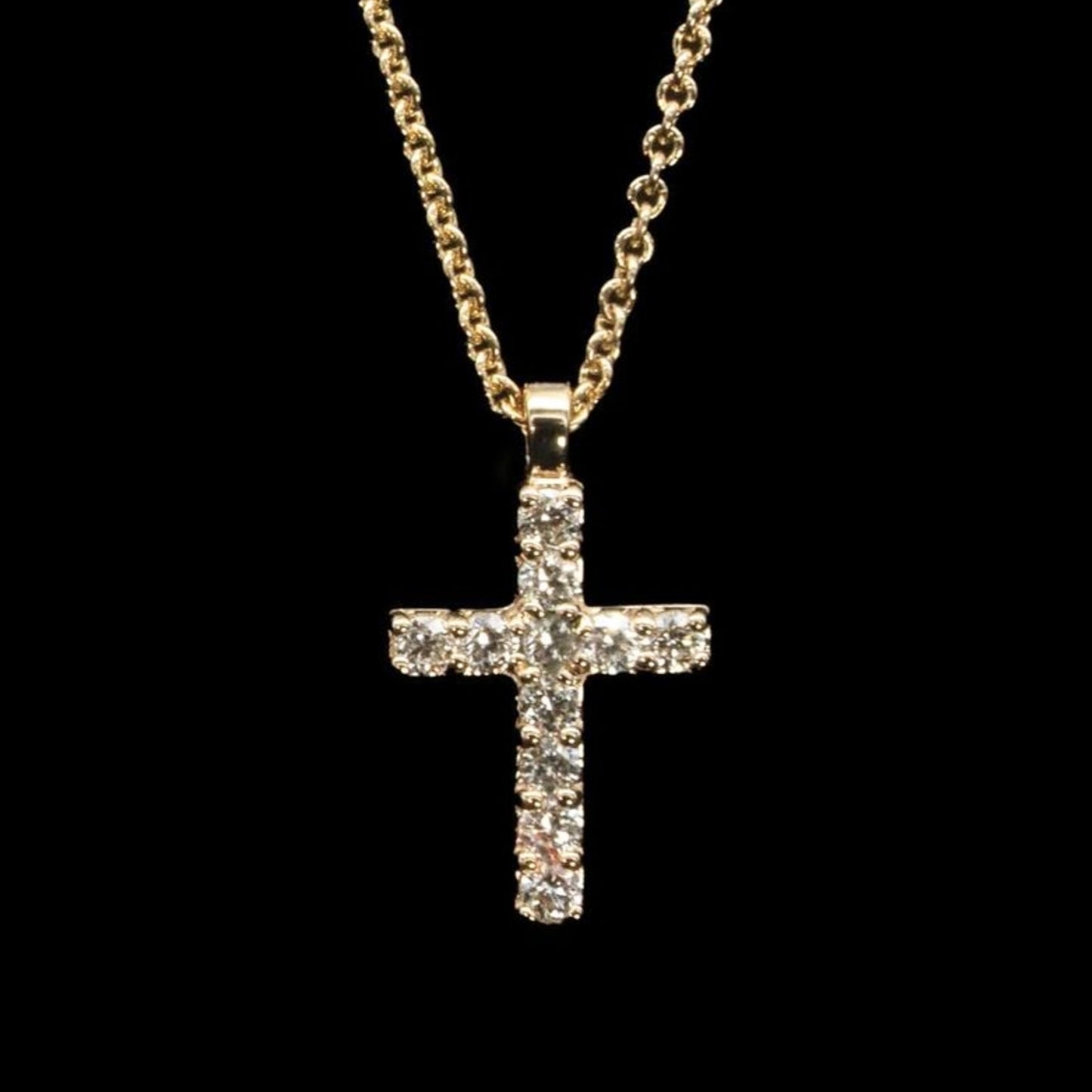 gold cross with diamond cremation necklace