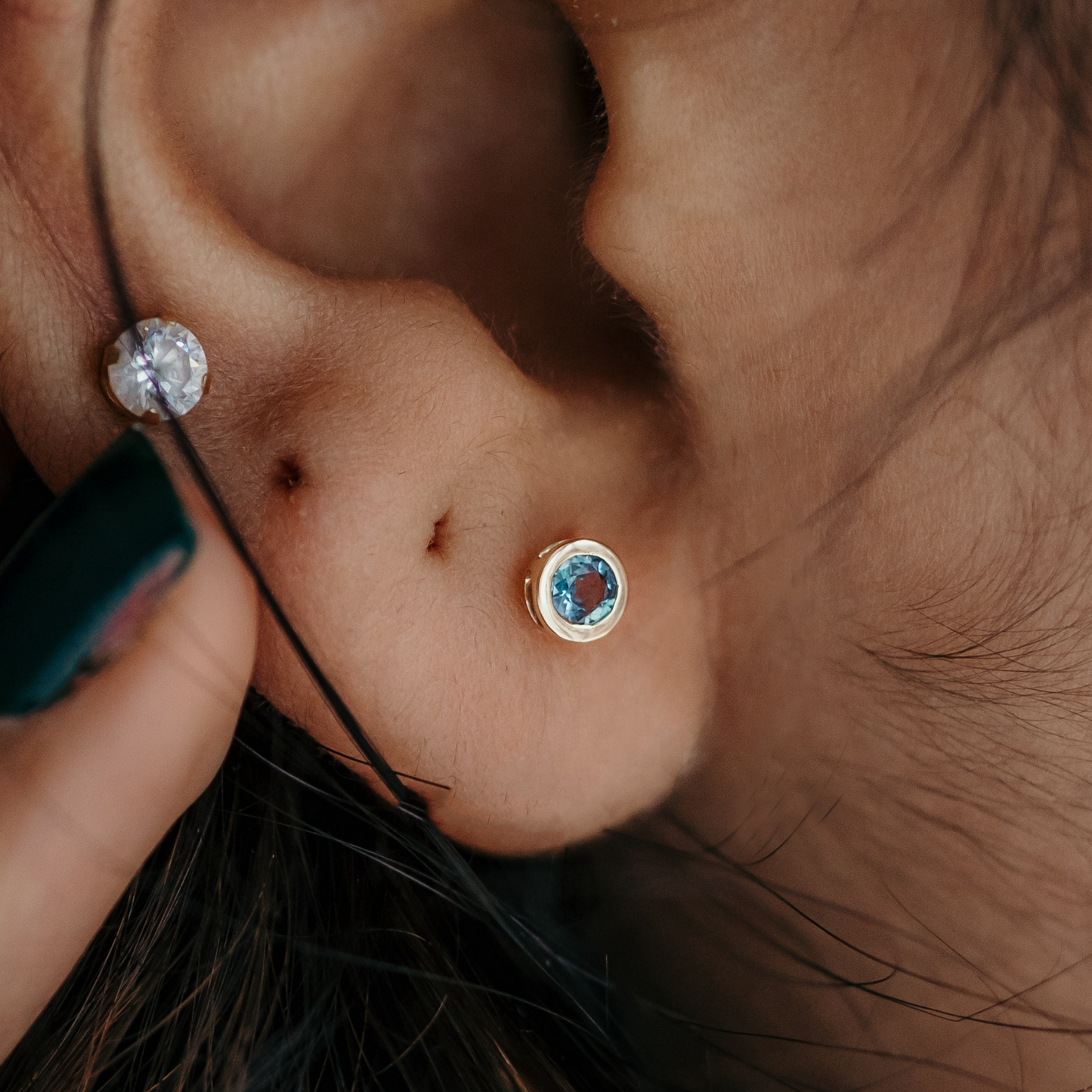 alexandrite birthstone earrings in gold