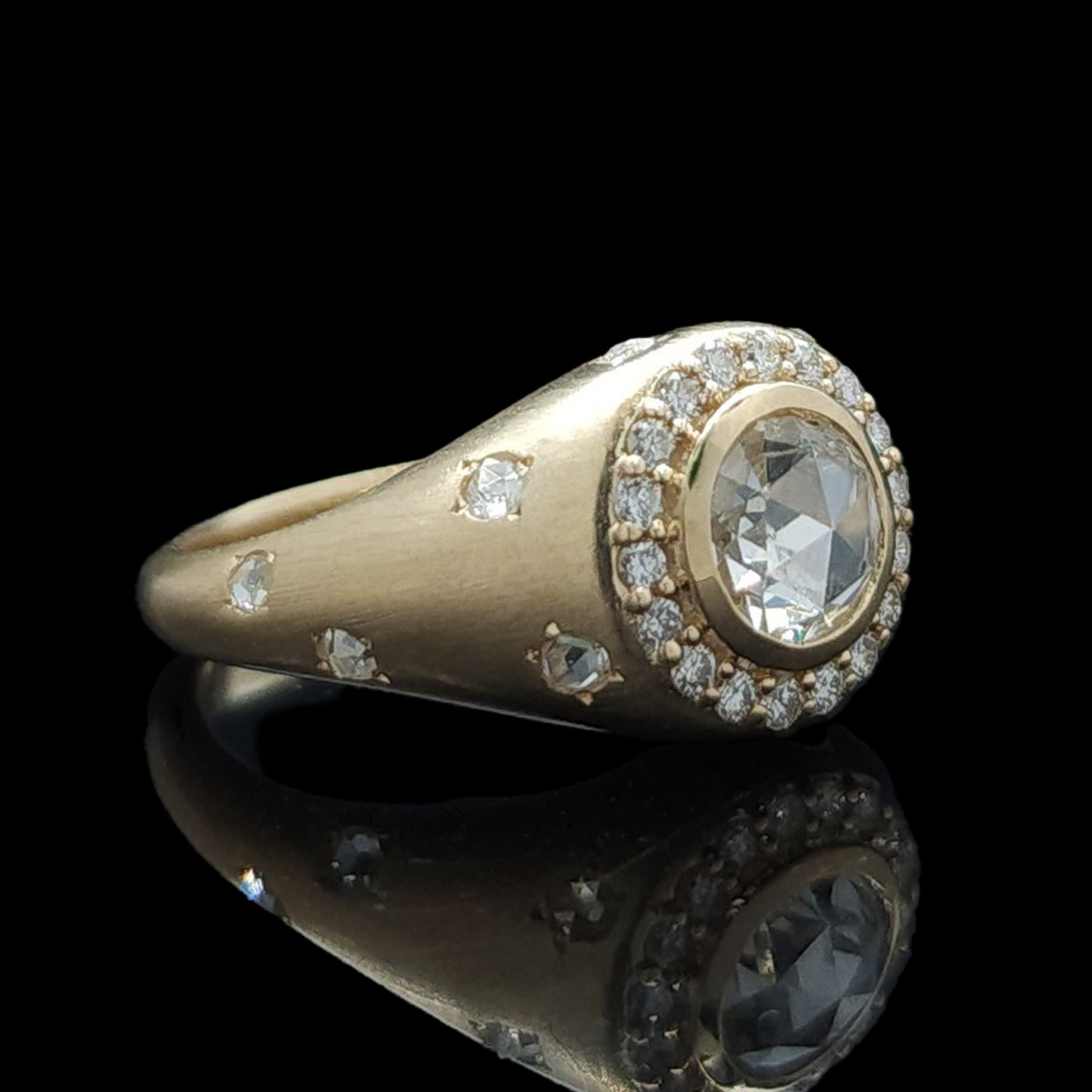 old mine diamond engagement ring yellow gold