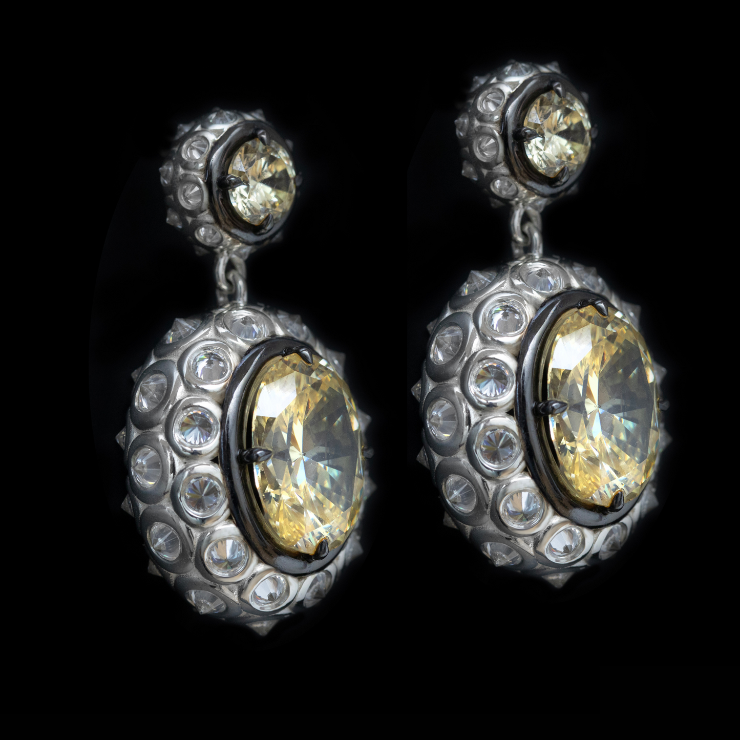 yellow diamond and black rhodium earrings