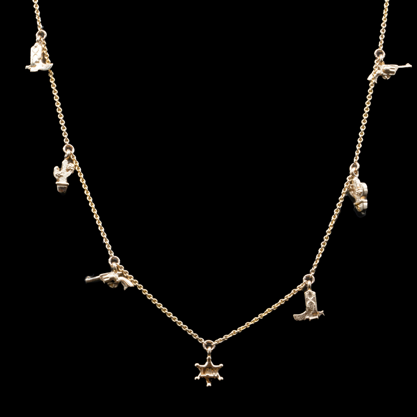 cowboy boot charm necklace in gold