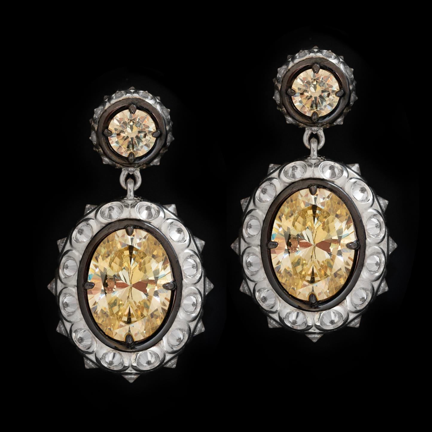 custom earrings with black rhodium