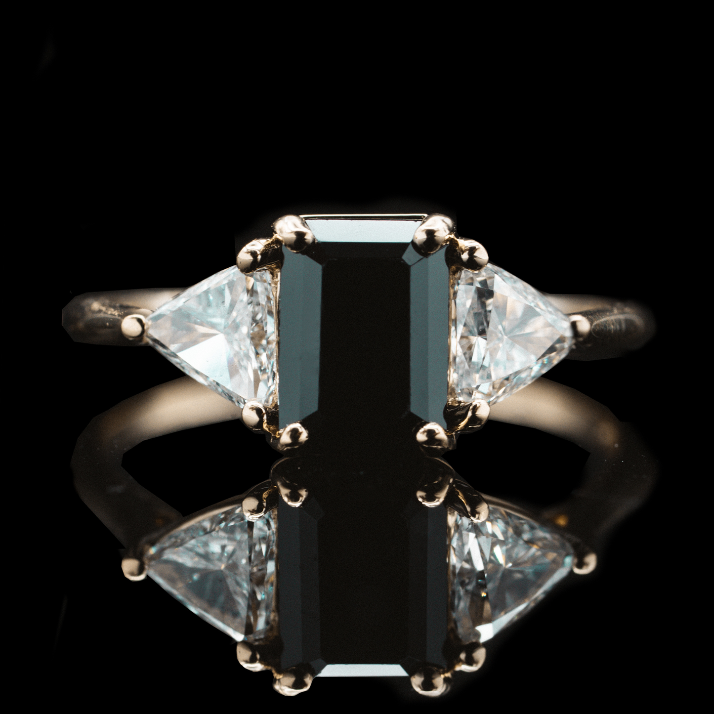 black sapphire and diamond yellow gold