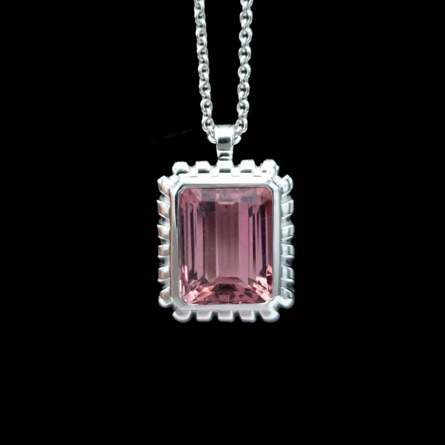 october birthstone pink tourmaline white gold necklace