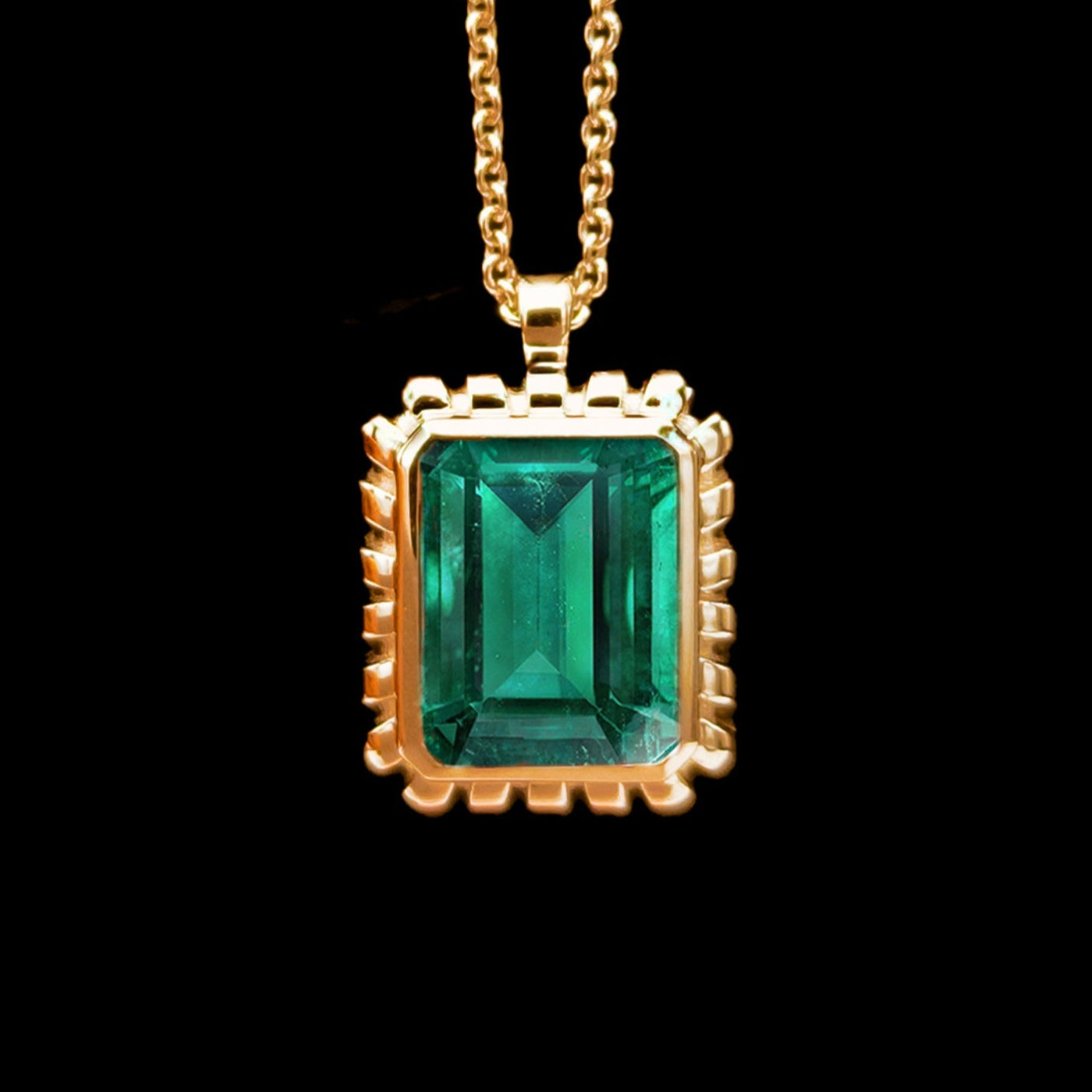 yellow gold necklace emerald may birthstone