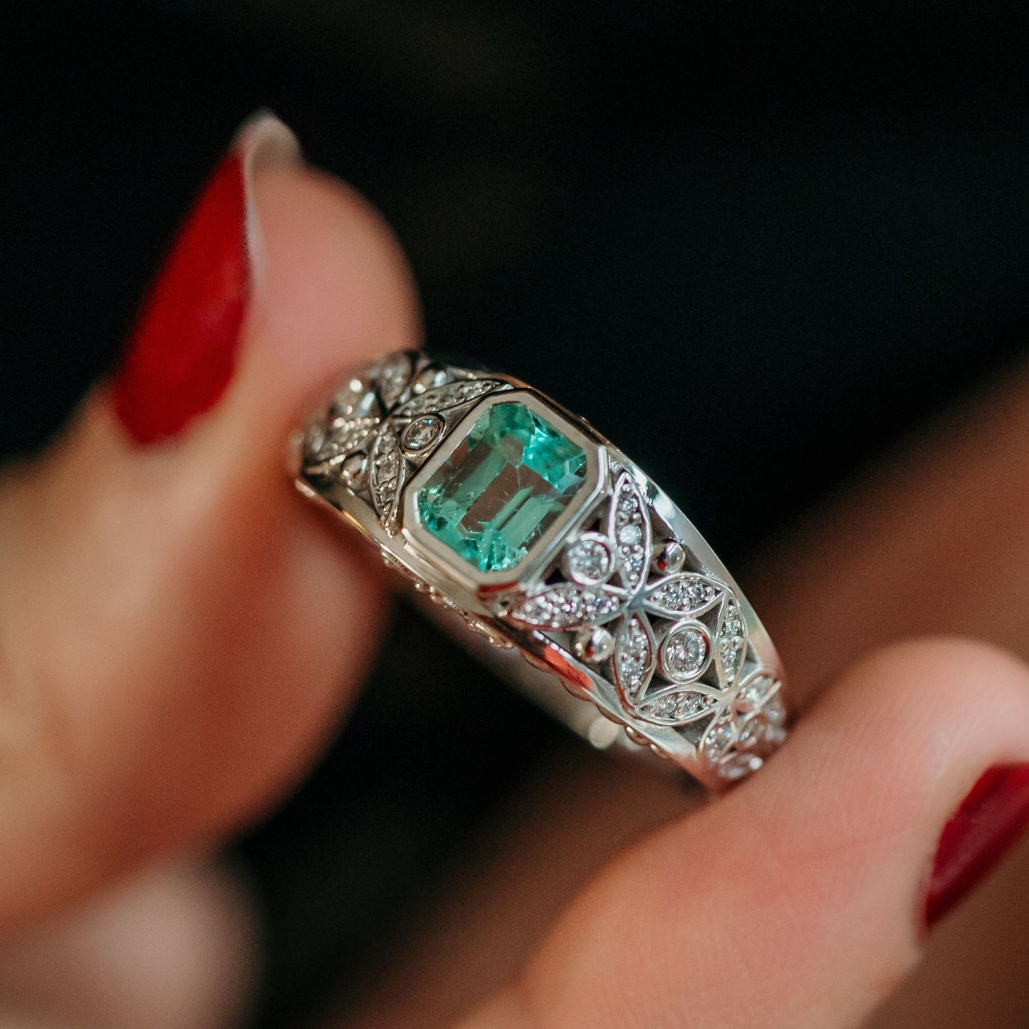 emerald Cremation jewelry made with pet or human ashes