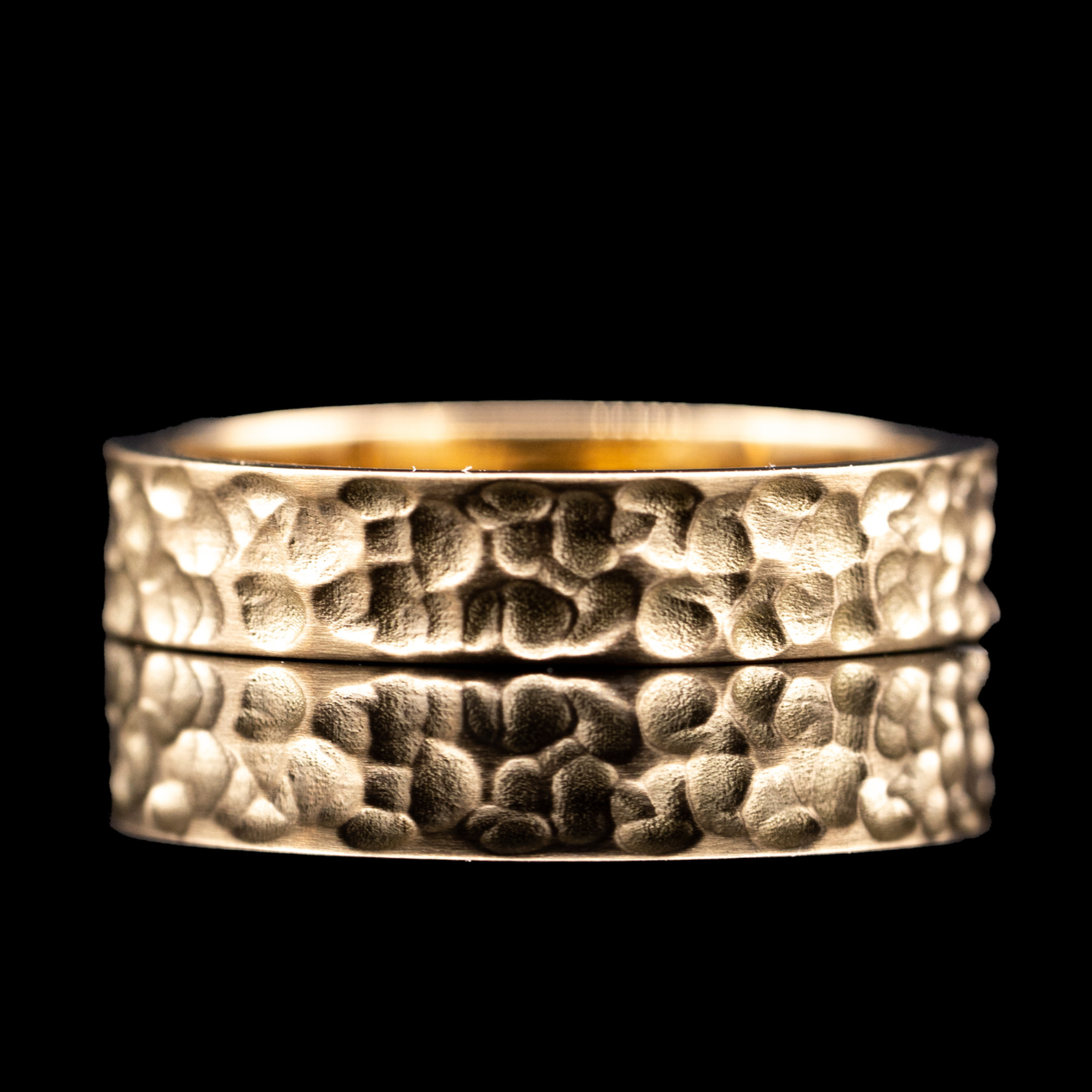 hammered wedding band for men in gold