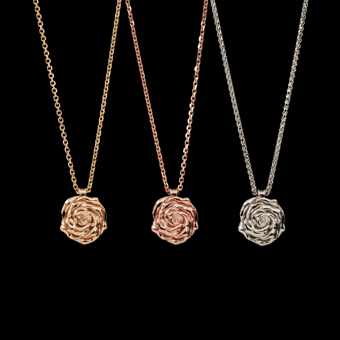dainty rose necklaces in solid gold urn for ashes
