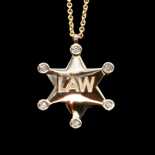 diamond and gold sheriff's badge necklace for cowgirls