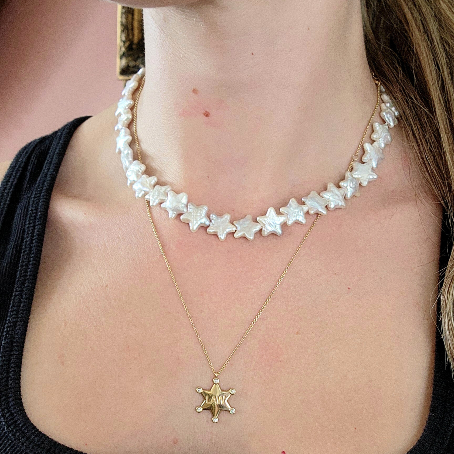 Star Shaped Pearl Necklace Choker