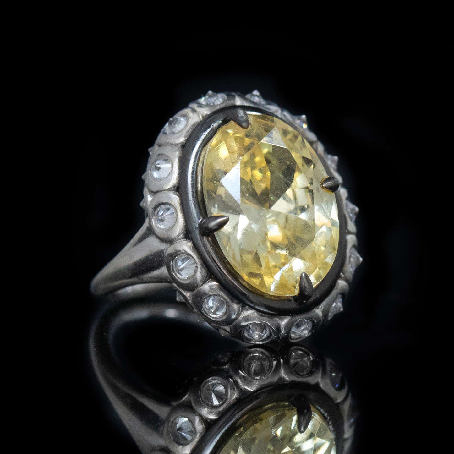 art deco inspired ring black rhodium