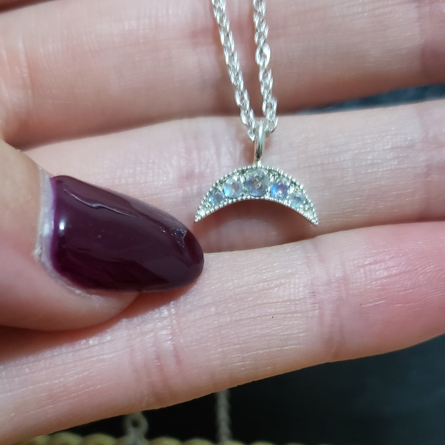 mini moonstone pendant moon