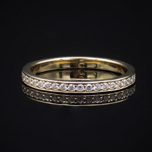 bright cut diamond wedding band yellow gold