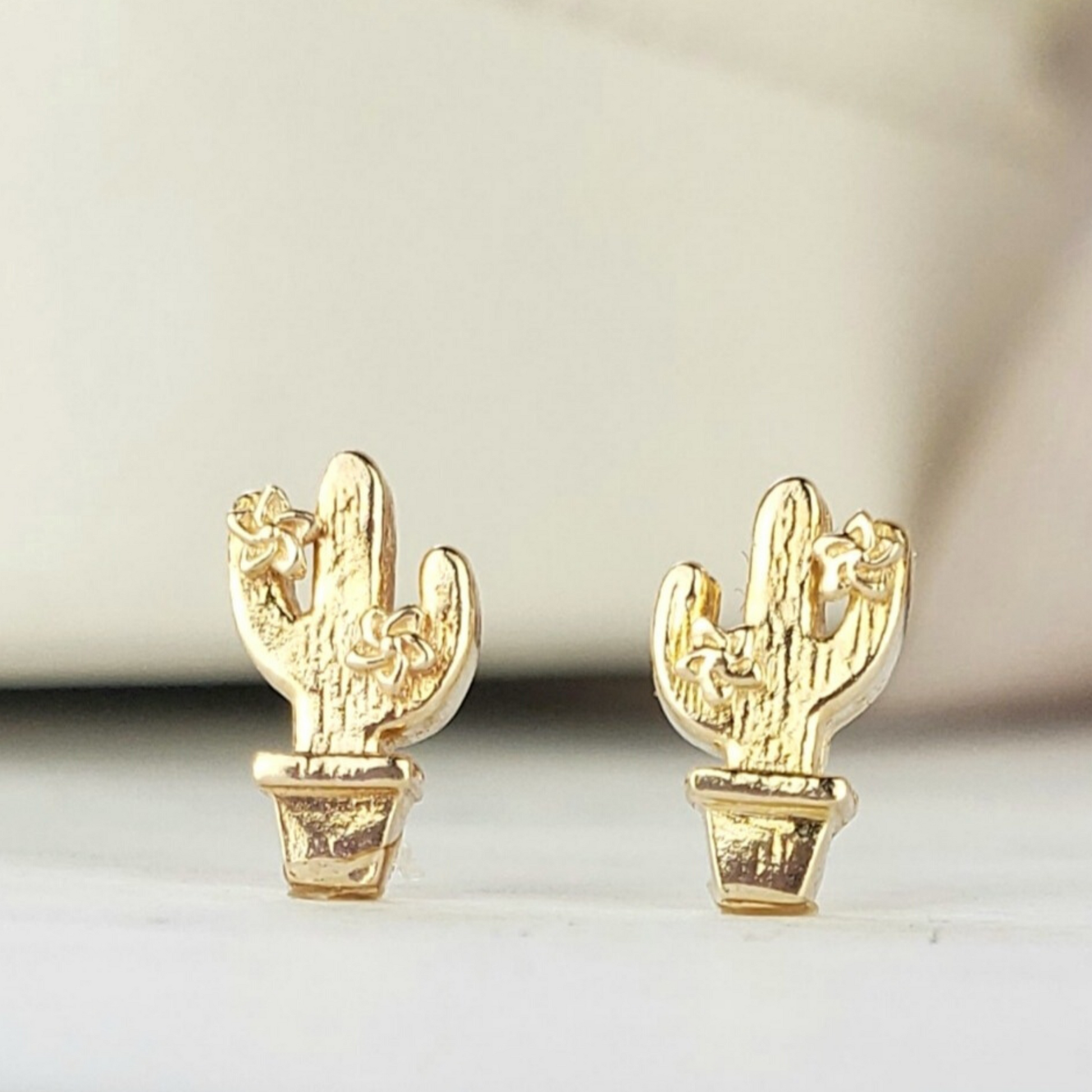 gold cactus studs for cowgirls