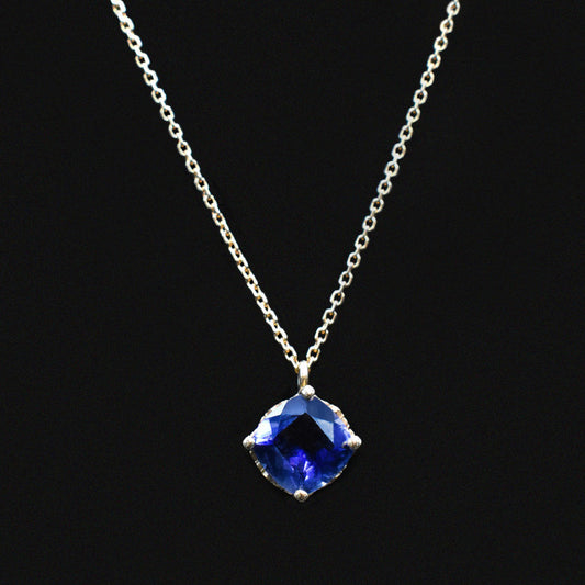 crown gold pendant iolite blue gemstone necklace