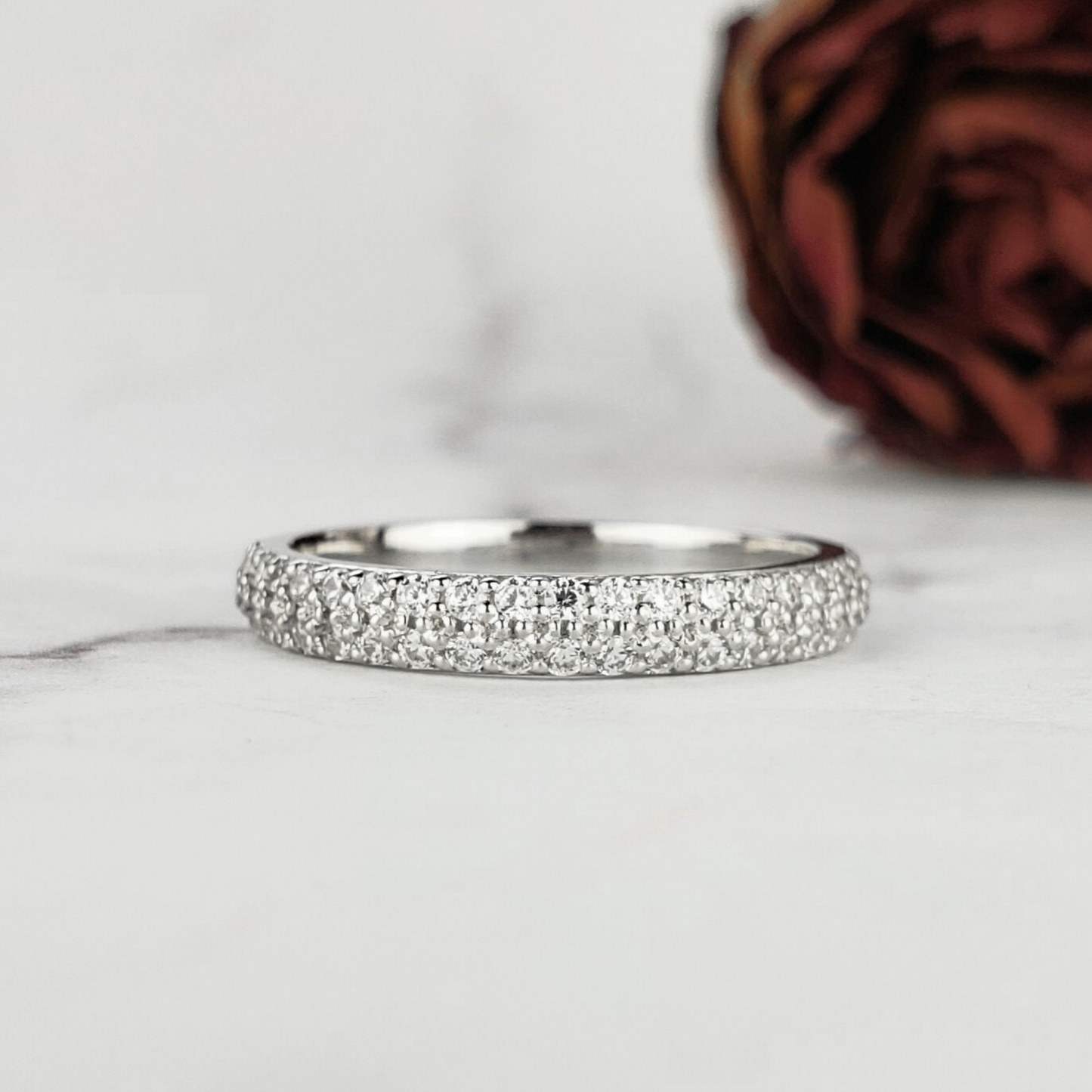 2 row diamond wedding ring