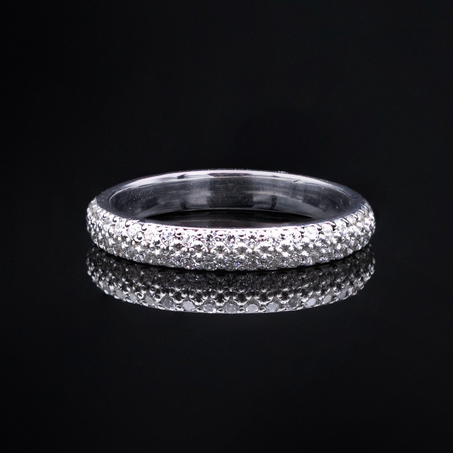 triple row diamond wedding band