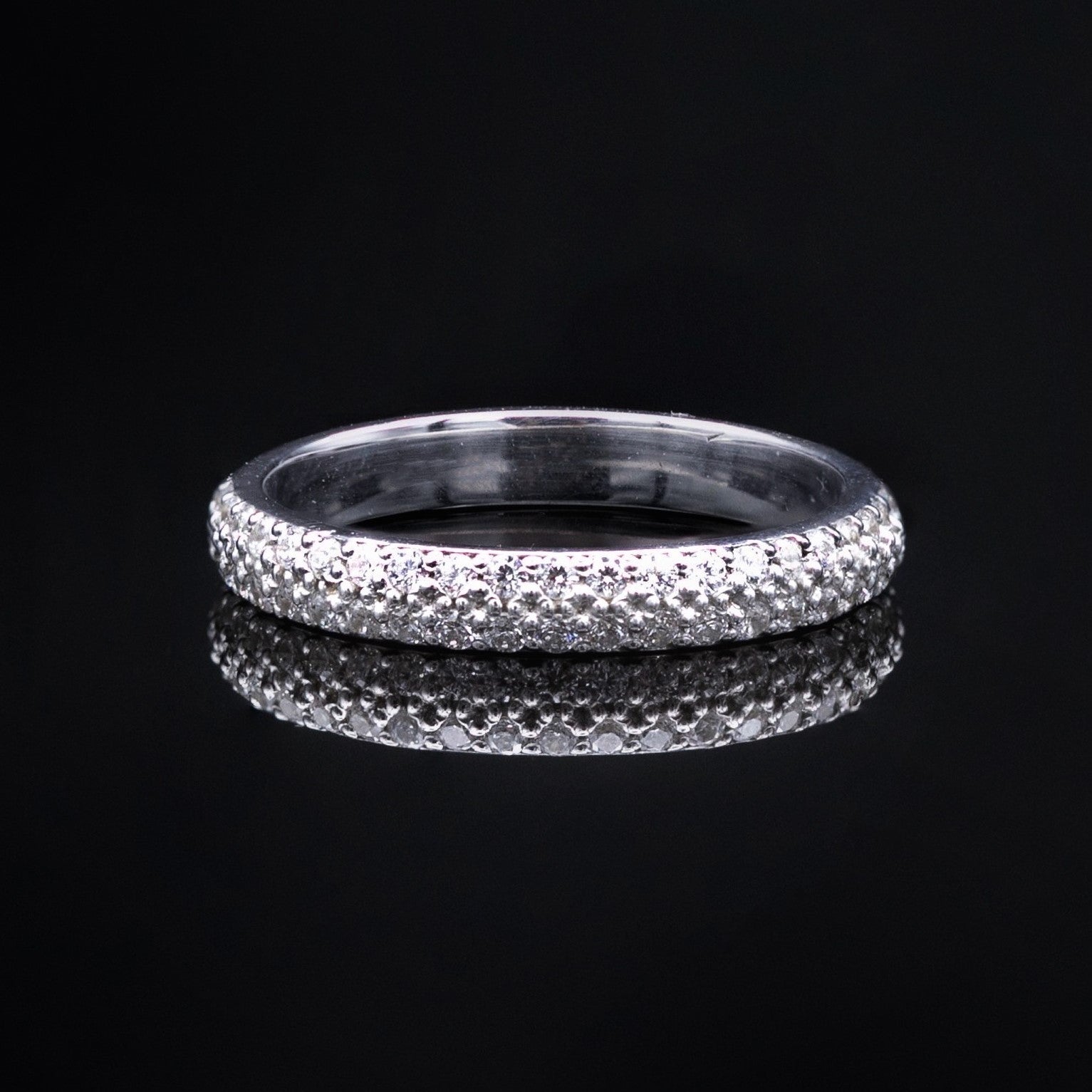 triple row diamond wedding band