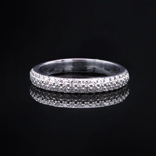 triple row diamond wedding band