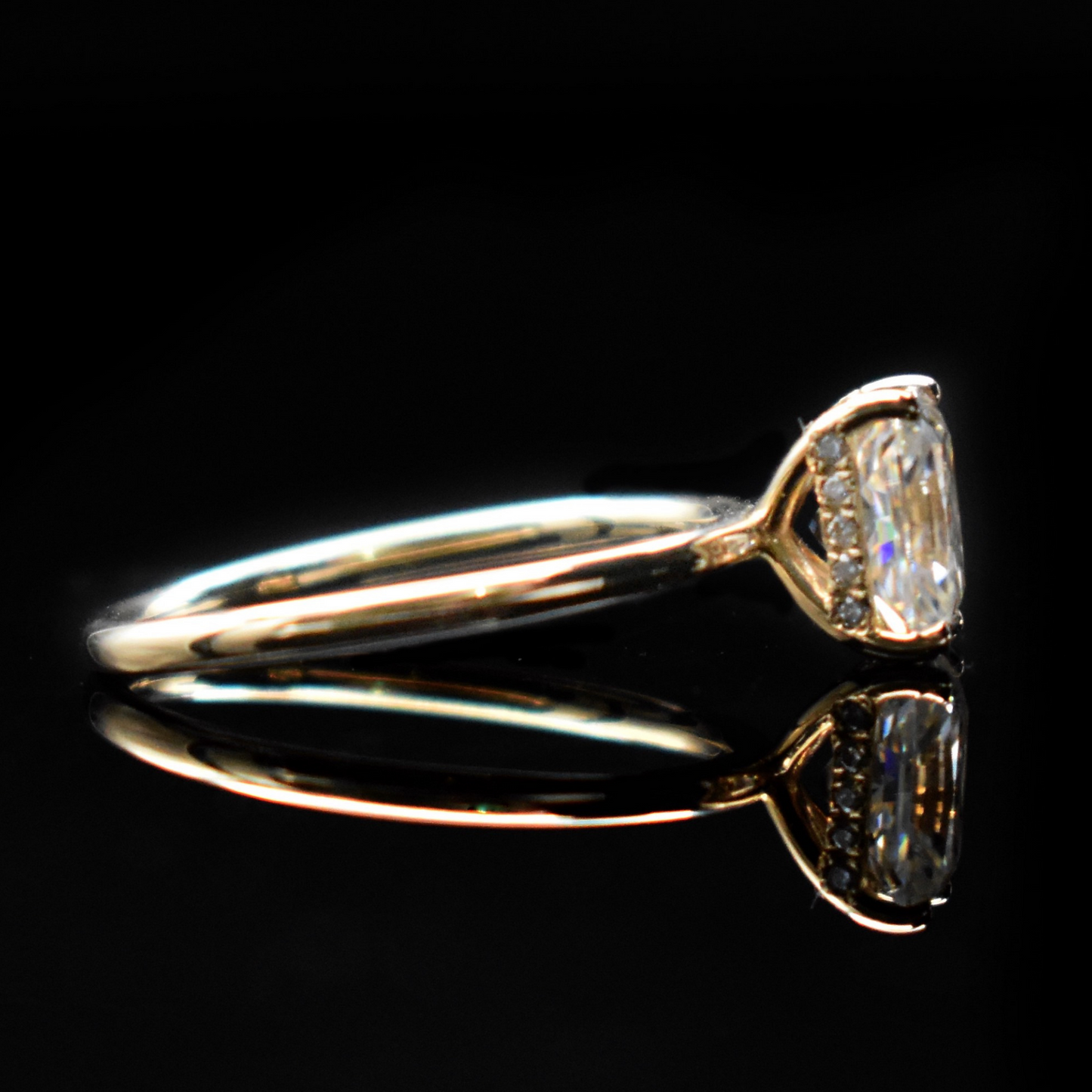 radiant cut engagement ring diamond with hidden halo