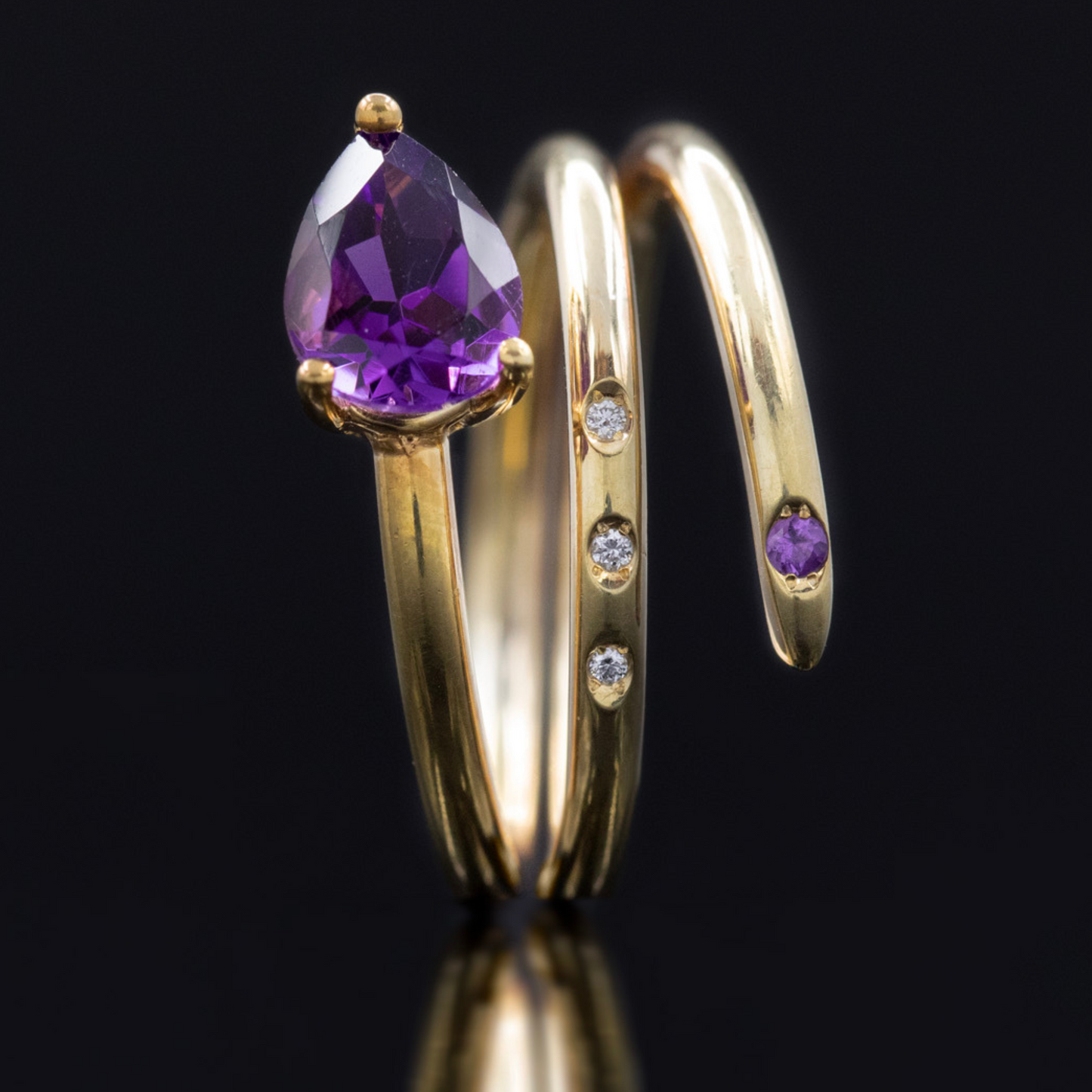 amethyst snake ring in gols