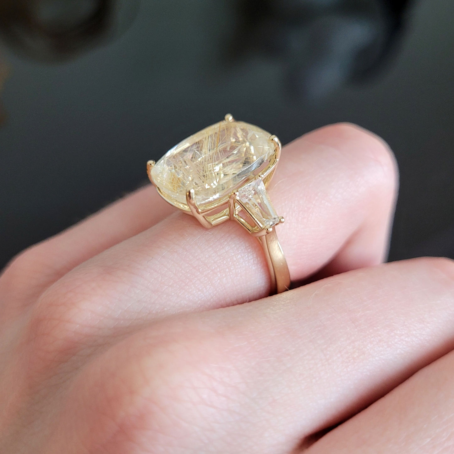cocktail ring with quartz and white topaz