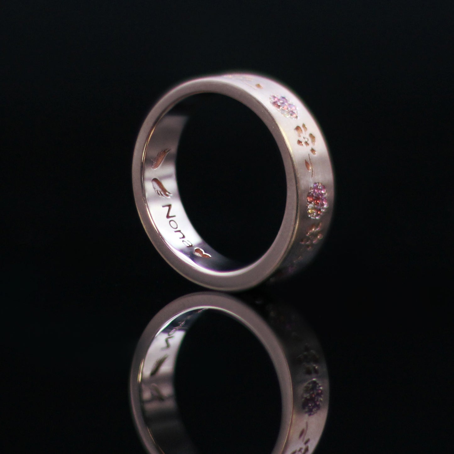Cremation Ring With Ashes- Floral Gold Band