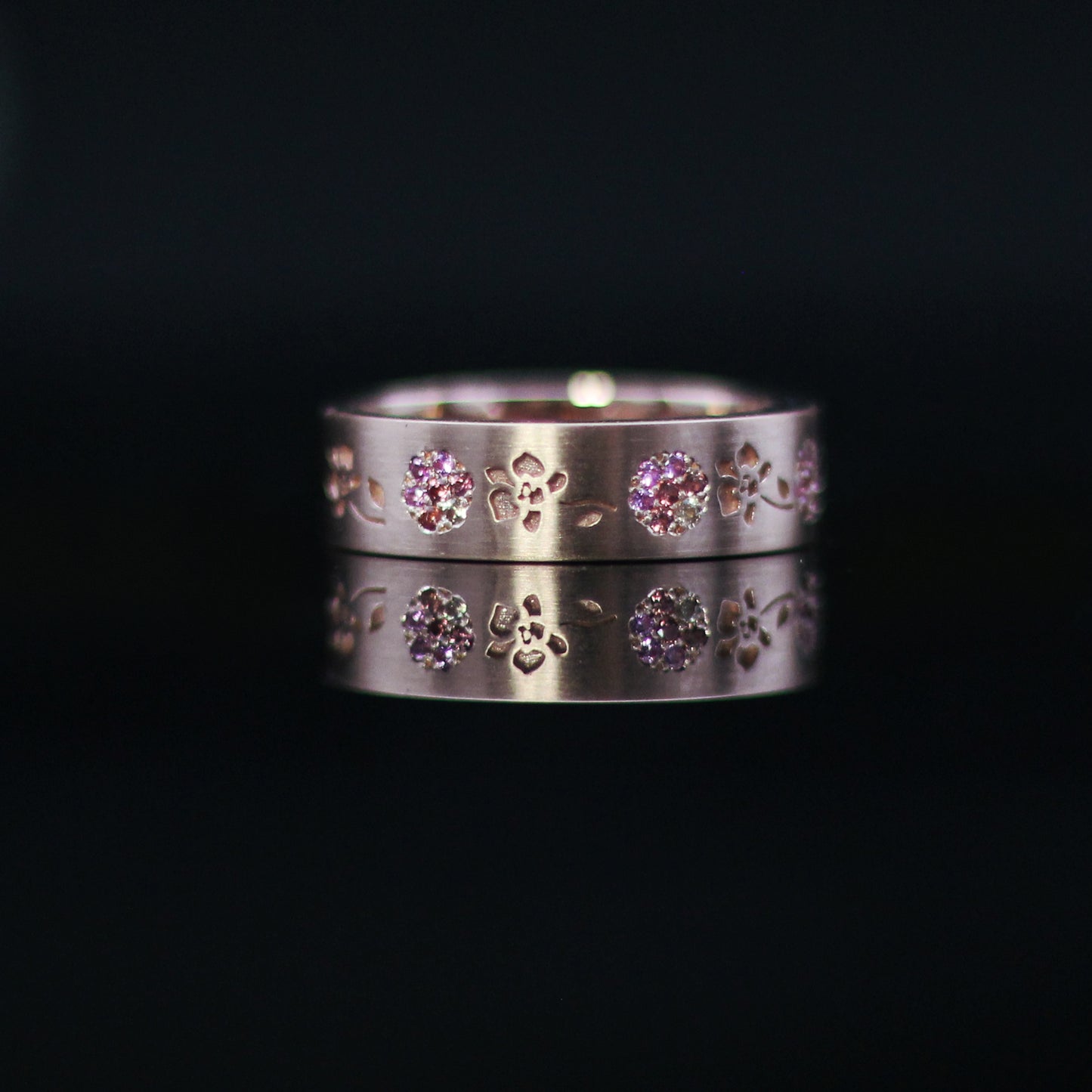 Cremation Ring With Ashes- Floral Gold Band