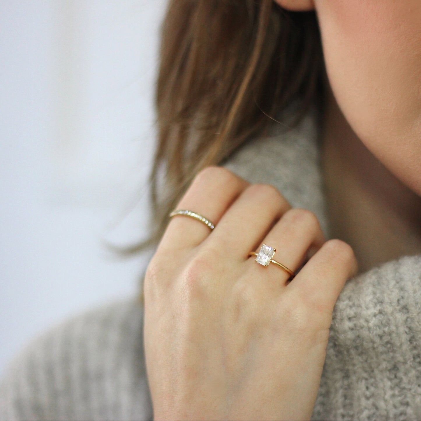 1ct radiant cut diamond solitaire yellow gold engagement ring