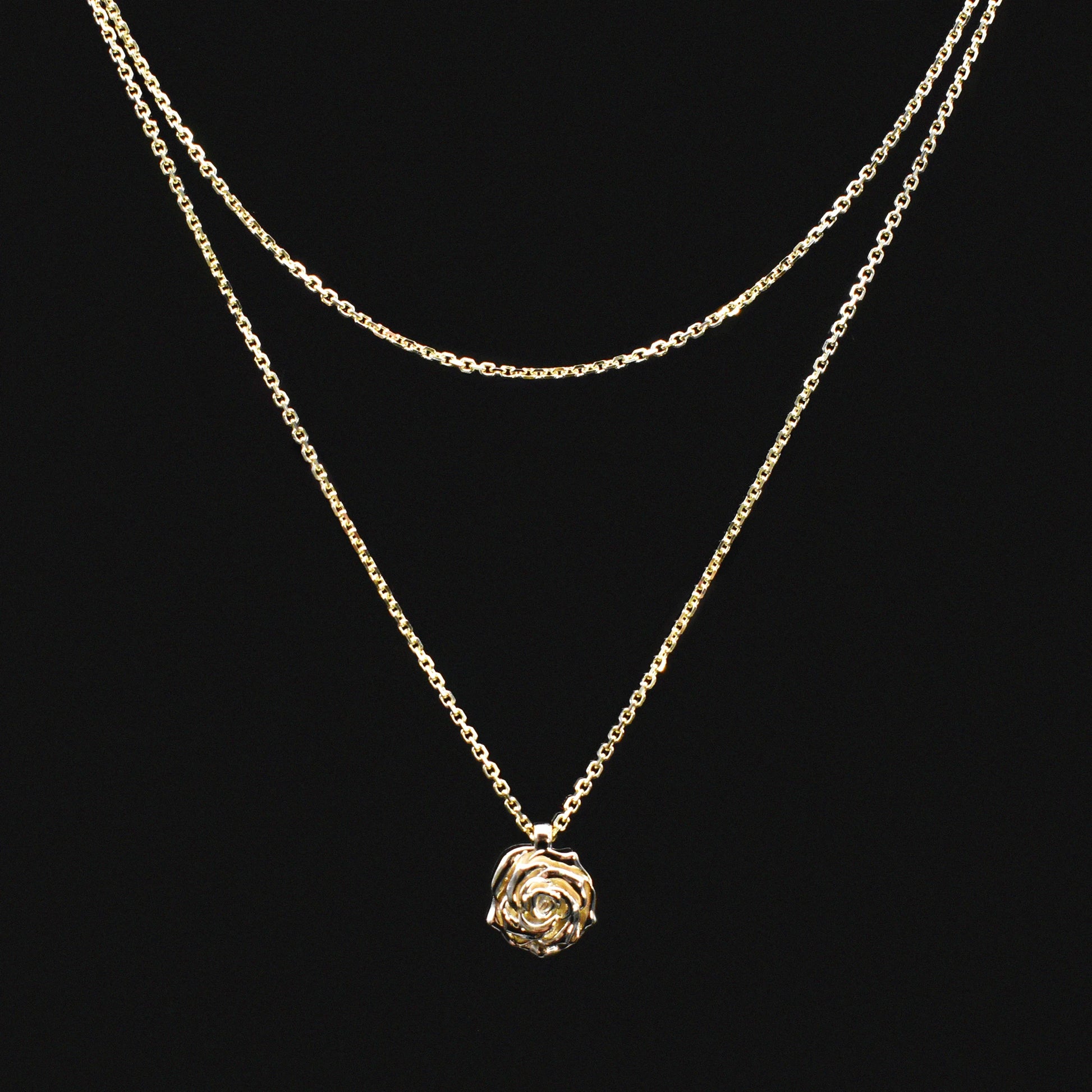 gold rose pendant yellow 14k necklace chain mini small minimal