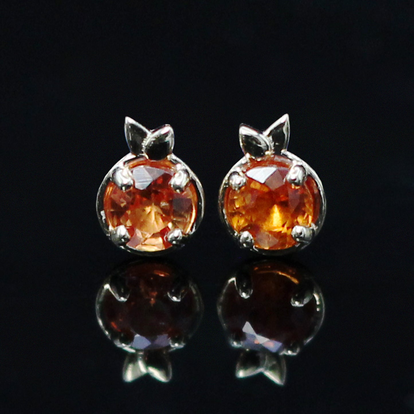 tangerine fruit studs orange sapphire 14k gold