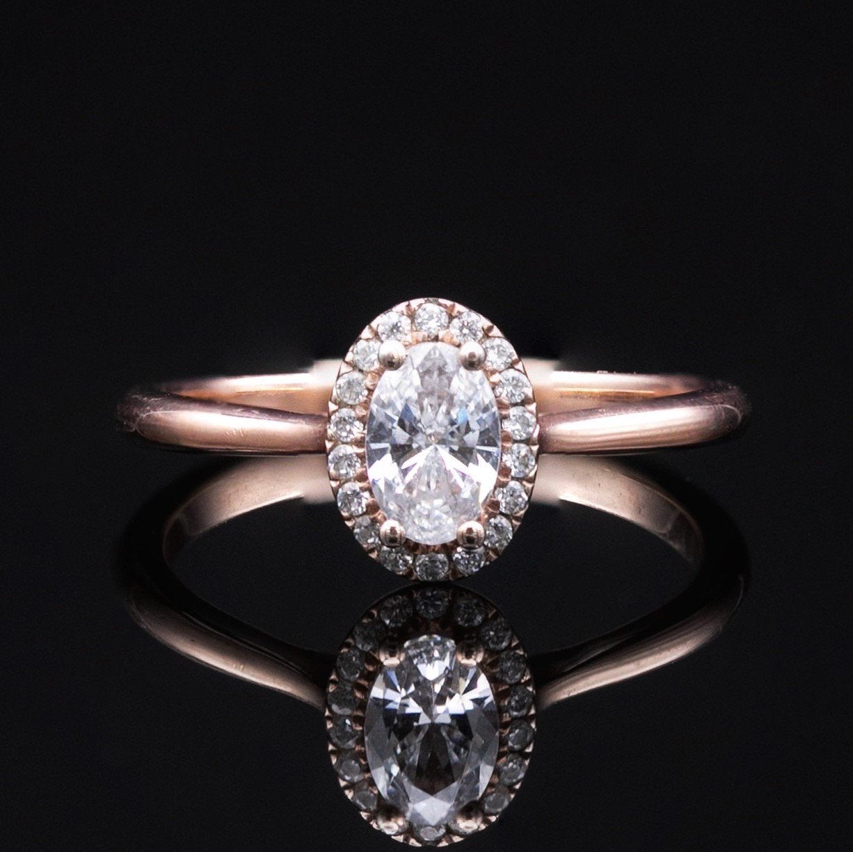 cremation ring with ashes, white sapphire and rose gold