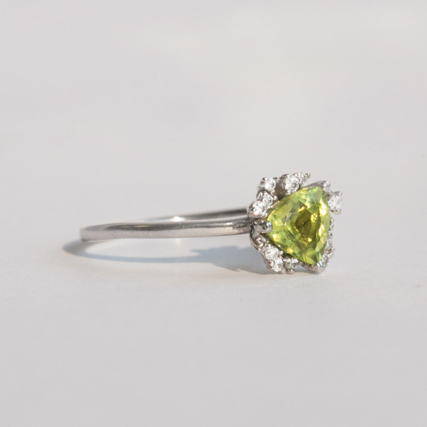 diamond and peridot cluster ring