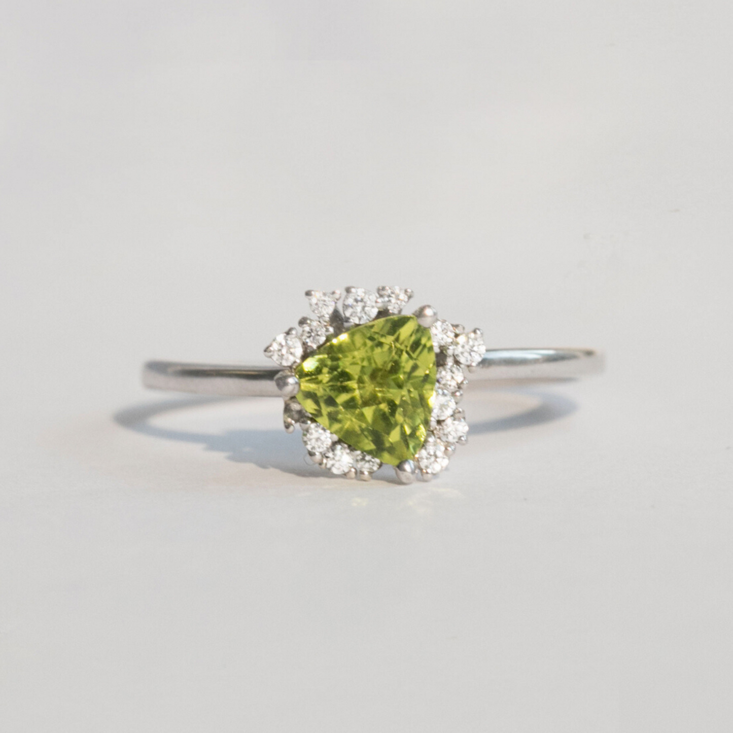 peridot and diamond cluster ring