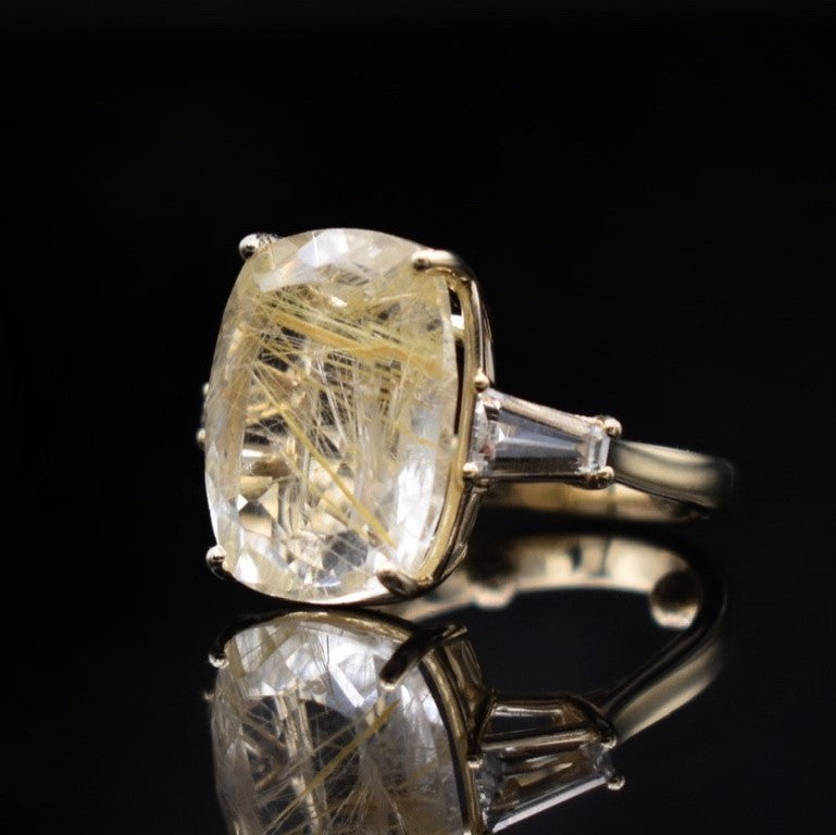 quartz and white topaz cocktail ring yellow gold