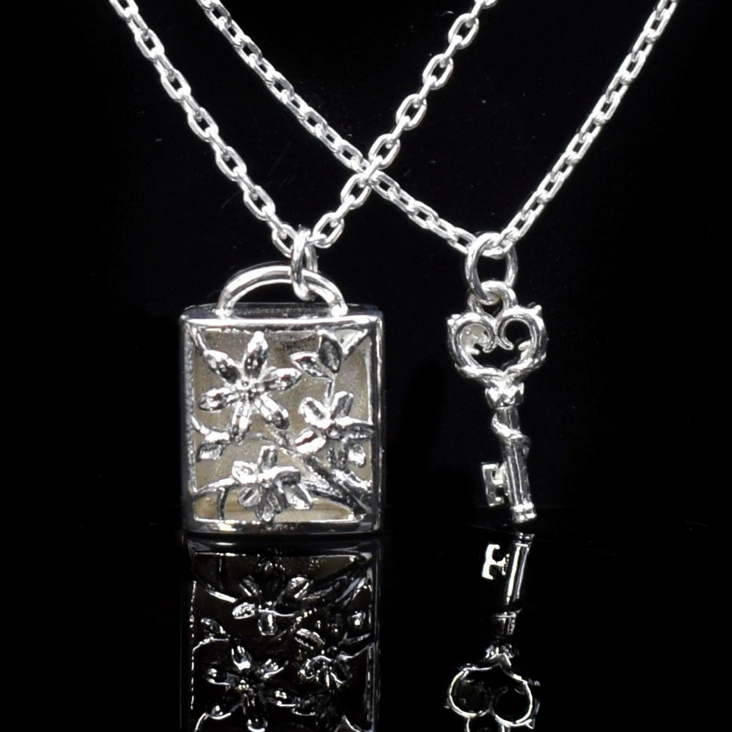 silver locket and key choker necklace
