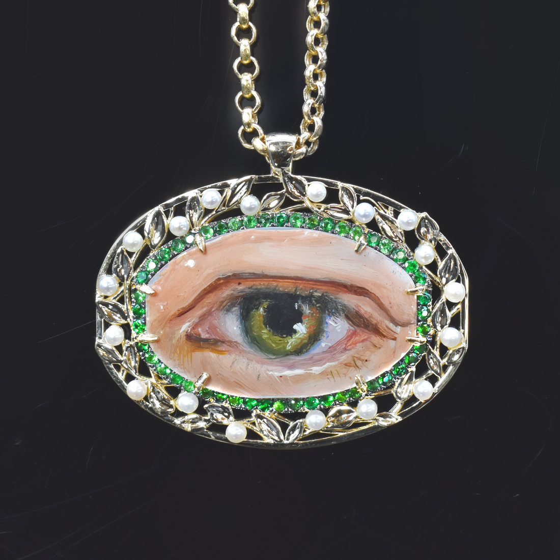 miniaturist portrait, the lovers eye necklace