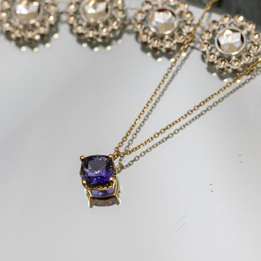 custom birthstone necklace with iolite in gold