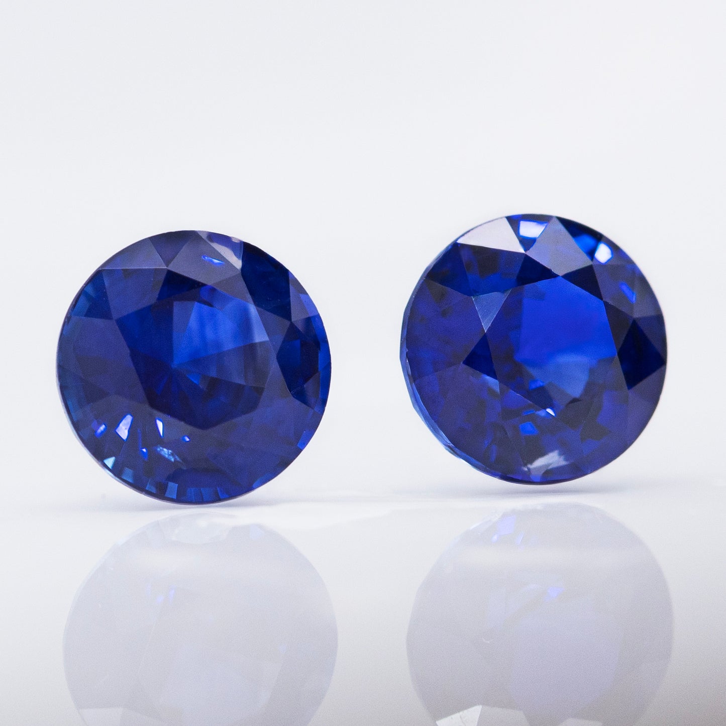 Royal blue sapphires for earrings, round 2.42ct pair