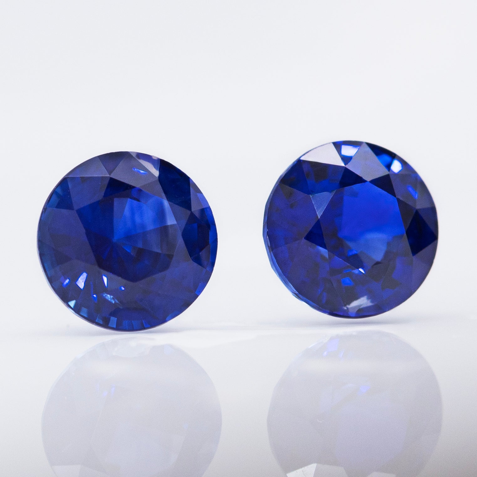 Royal blue sapphires for earrings, round 2.42ct pair