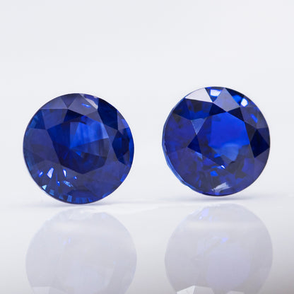 Royal blue sapphires for earrings, round 2.42ct pair