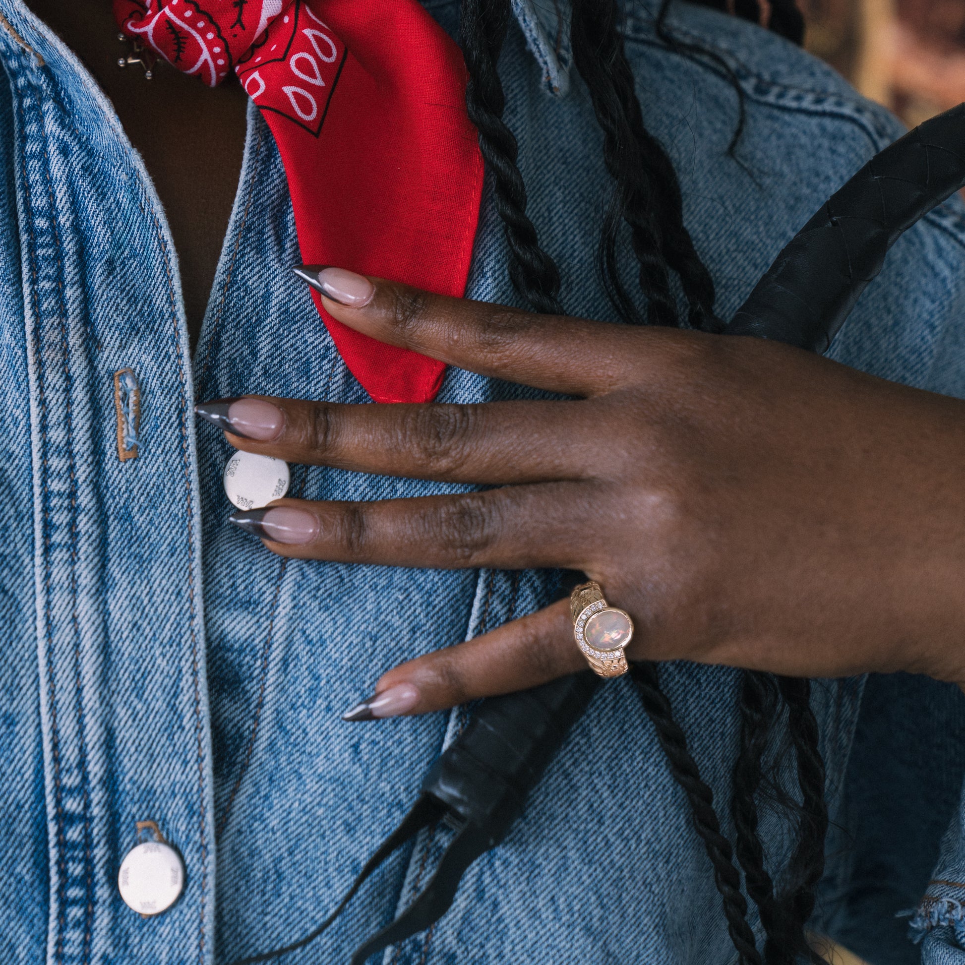 Opal cowboy ring with western inlay lifestyle solid gold