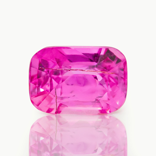 Elongated cushion cut sapphire, vivid pink, 2.5cts