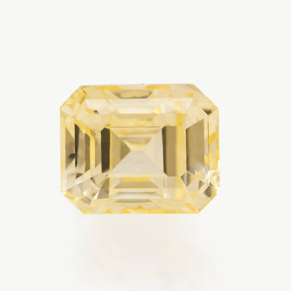 bright yellow emerald cut sapphire, no heat.