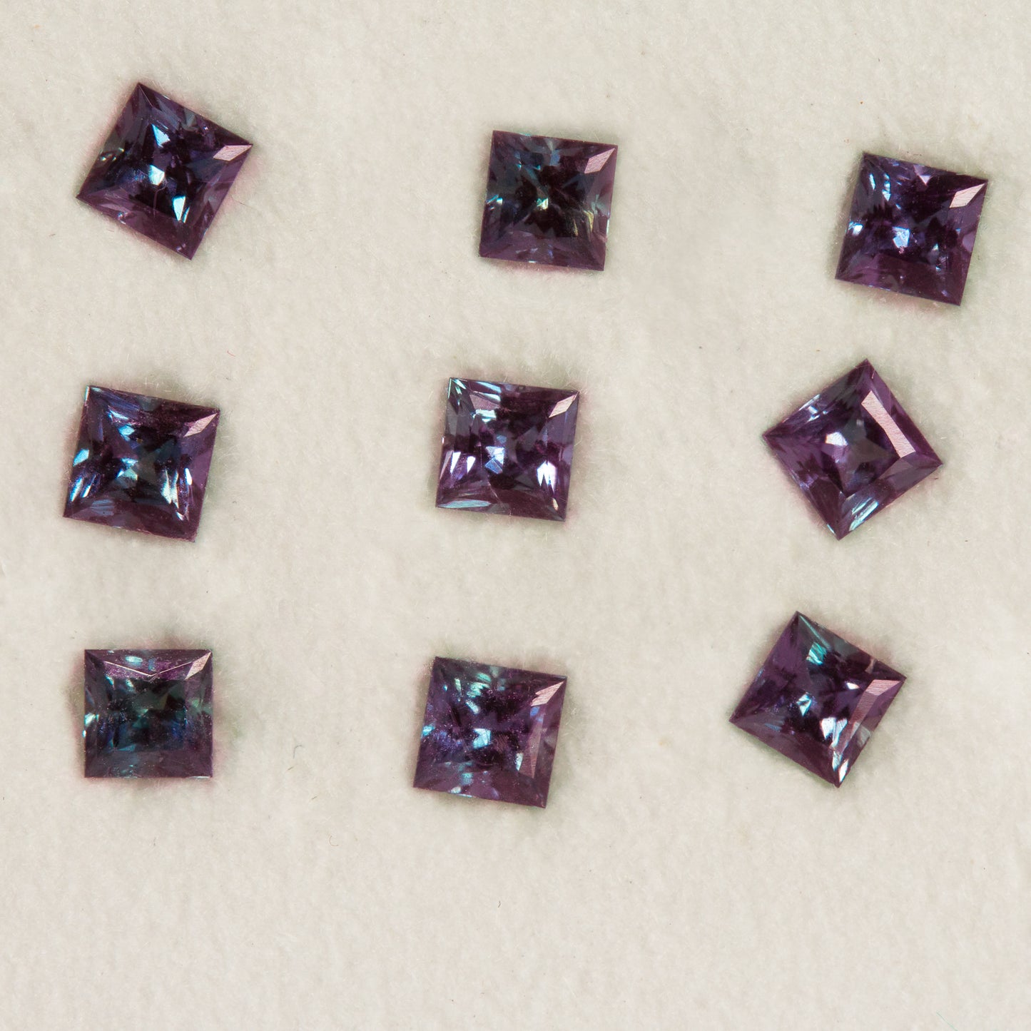 violet color changing square princess cut mini alexandrite