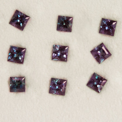 violet color changing square princess cut mini alexandrite