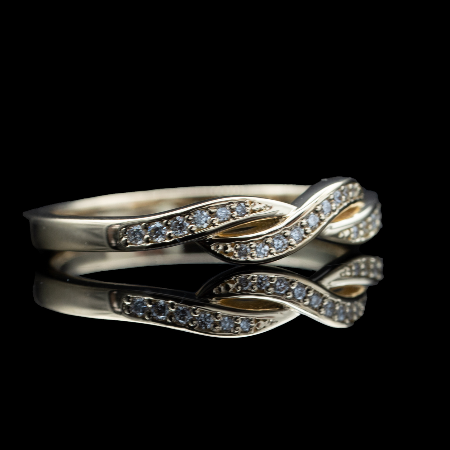 diamond gold wedding band with infinity symbol