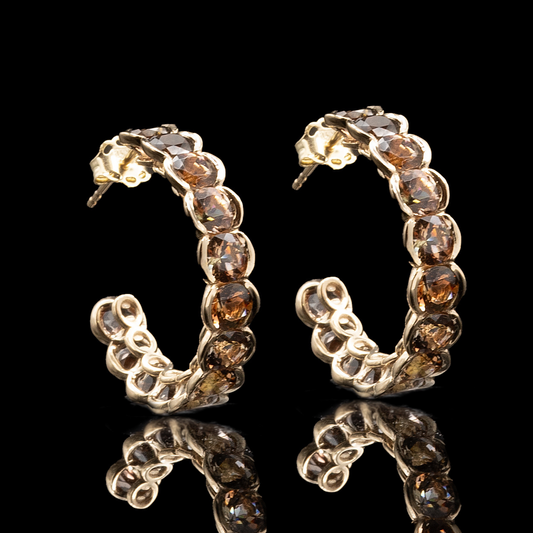 Andalusite gemstone hoop earrings large in gold