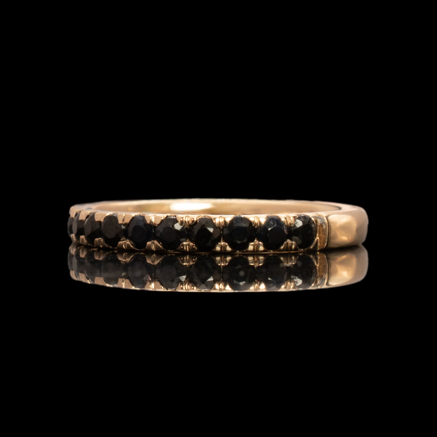 gold 3/4 eternity band black sapphire gemstone jewelry